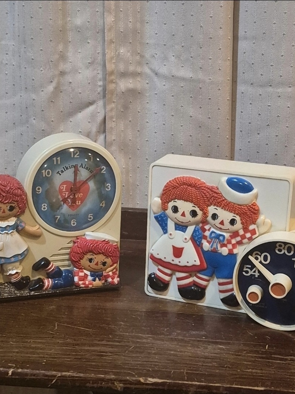 1970s Raggedy Ann & Andy Lot - Janex Clock & Concept 2000 Radio As-Is